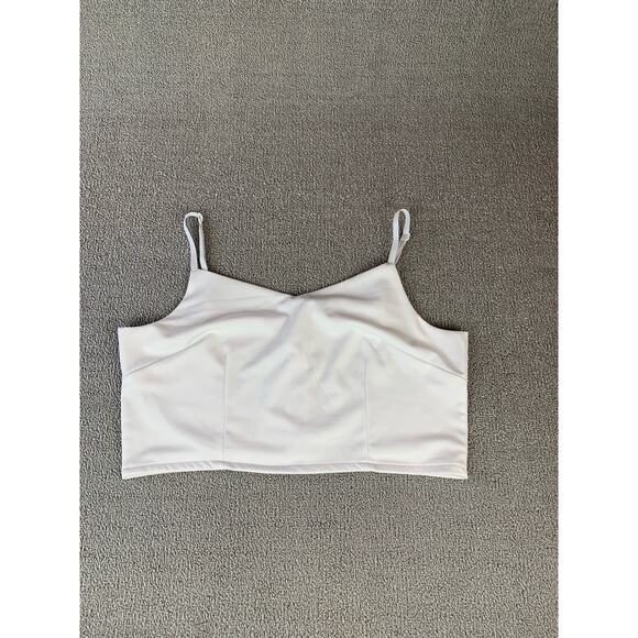 Fancyinn Crop Top White Zipper Accent Size Large - Picture 1 of 6